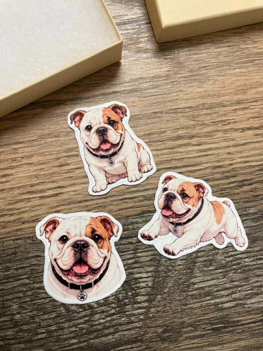 3 English Bulldog Dog Magnets Refrigerator Fridge Puppy Pet Lover Gift Set